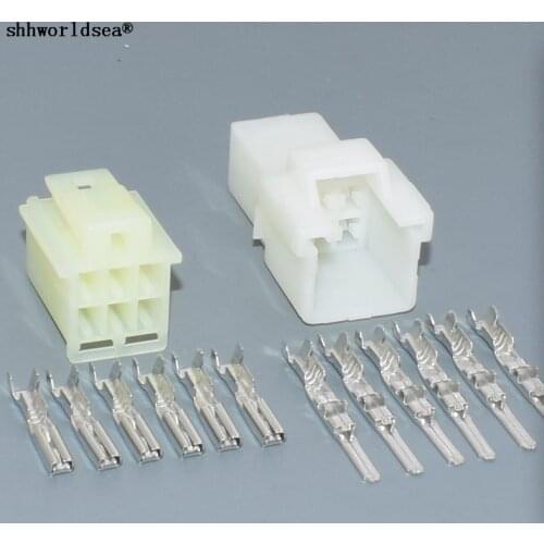 Shhworldsea 5/30/100sets kit 2.3mm 6p 6way male female socket auto wire harness connector 6090-1149 6090-1218