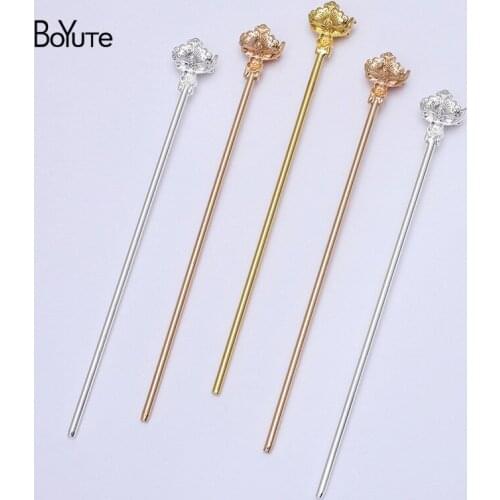 BoYuTe (20 Pieces/Lot) 15*16MM Metal Alloy Flower Hair Stick Vintage Hair Accessories Diy Handmade Jewelry Making Materials