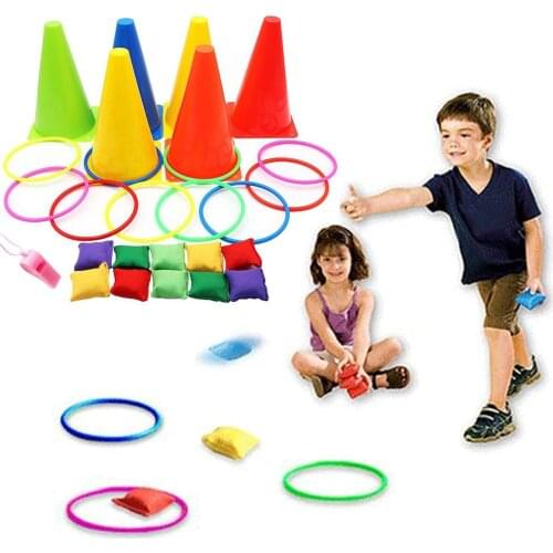 4 In 1 Carnival Games Set Cones Bean Bags Ring Toss Game For Kids Outdoor Indoor Activities For Children And Adults Family Games