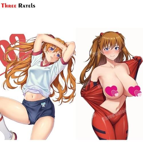Three Ratels B514 No Mosaics Souryuu Asuka Langley For Laptop Skateboard Bedroom Wall Decor Stickers And Decals