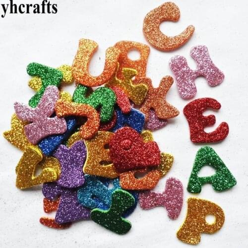 1bag/LOT.Glitter A-Z alphabet letters foam stickers Teach your own Self english learning Kindergarten crafts diy toys Room decal