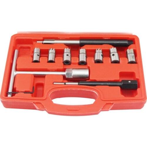 New 10pcs/set Car Diesel Injector Seat Cutter Fuel Injector Nozzle Seat Cleaner Cutter Remover Tool