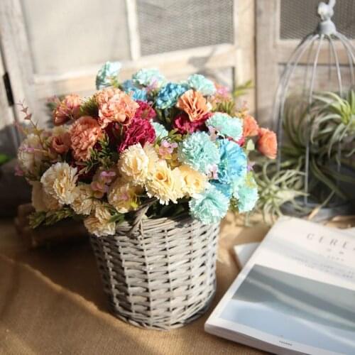 2018 New Artificial SILK Mixed Carnation FLOWER WEDDING BUSH W/GRASS Fake Flowers Free Shipping