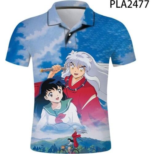 2020 New Polo Homme Inuyasha 3D Printed Polo Shirt Men Fashion Streetwear Casual Hombres Harajuku Cool Short Sleeve Ropa
