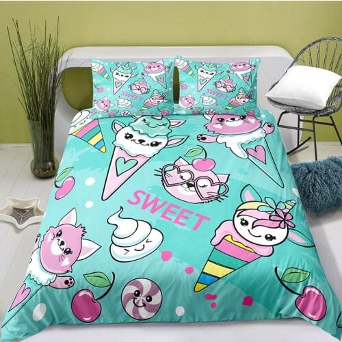 3D Printing Food Quilt Cover with Pillowcase Bedroom Decoration Kawaii Bedding Queen Bedding Bedroom Set King Size Bed
