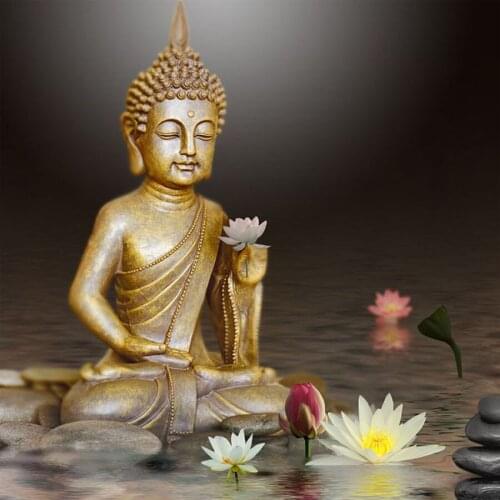 Full 5D Diy Daimond Painting Cross-stitch Buddha Holding Lotus Diamond Rhinestones Mosaic Embroidery Religious Icons decoration