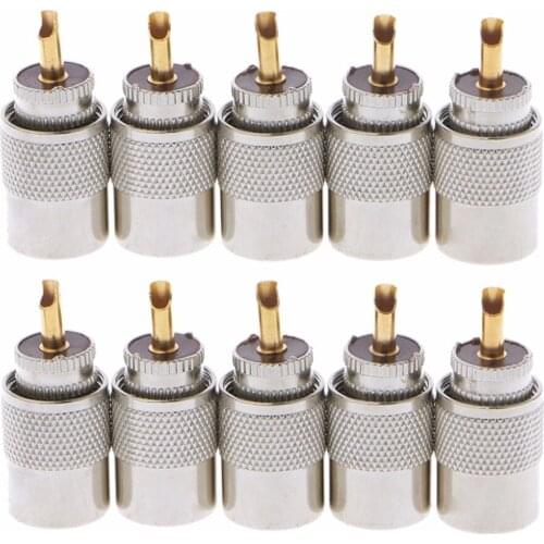 10 PCS UHF Connector Plugs PL-259 Male Solder for RG8X Coaxial Cable