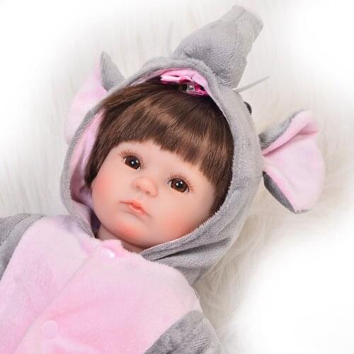 Bebe reborn Silicone Reborn Baby Dolls About 42cm Wearing Elephant Clothes Lovely Reborn Dolls toys Brinquedos For Kids