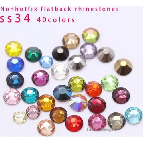 Top Quality ss34 39-Colors silver Flat back Glass stone Non hot fix crystal rhinestones Wedding cards,jewelry,Dress making beads