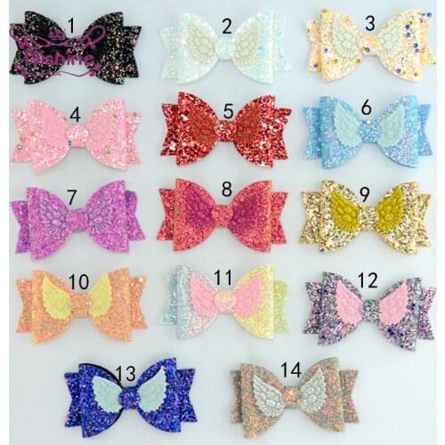 14 Colors 9*5 CM Sequins Bowknot Hairpin Shining Angel Wings Duckbill Clip Cute Princess Headwear Hair Accessories Kids Gifts