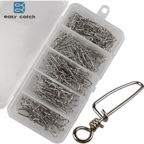 Easy Catch 155pcs/set Fishing Coastlock Snaps Pin Connector Stainless Steel Fishing Hook Snap Clips Connector Set With Box