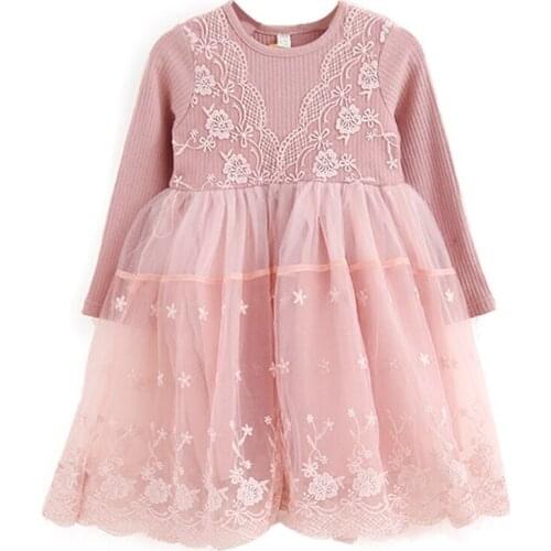 Sweet princess Girls dress long sleeve lace tutu dress for girls Baby reception formal dresses Christmas clothes