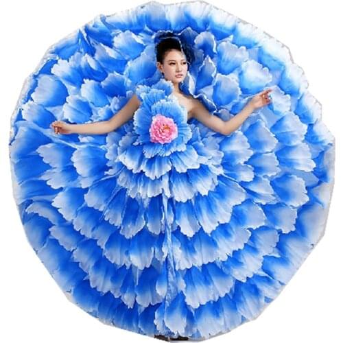 Flamenco Dance Costume Flamengo Dress Petal Spanish Dress Spanish Flamenco Dress 540 720 with Headress Dropshipping