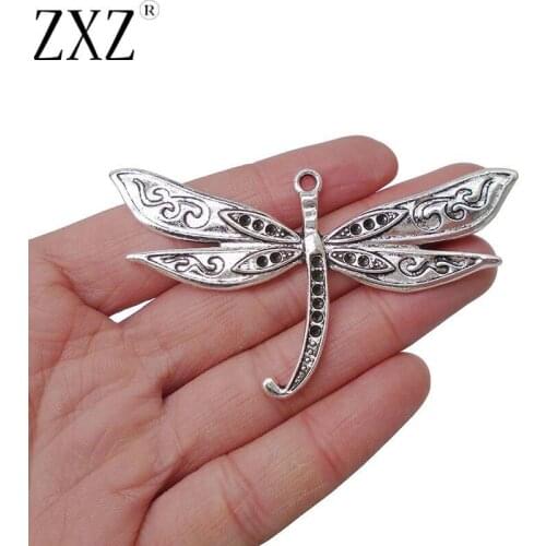 ZXZ 2pcs Large Dragonfly Charms Pendants Crystal Rhinestone Settings for Necklace Jewelry Making Findings