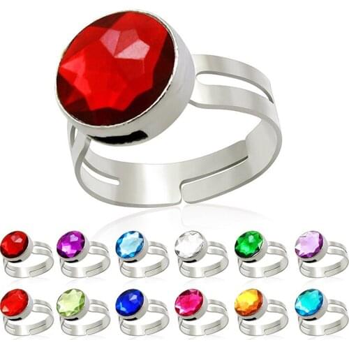1PC Shining Colorful Birthstone Adjustable Children Ring With Box LSSR198