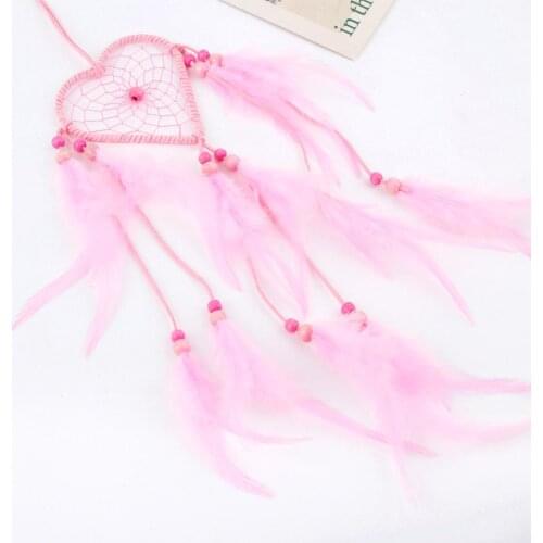 1Pc Creative Heart Shaped Dreamcatcher Feathers Keychain Wall Hanging Dream Catcher Decorative Women Bag Keyring Jewelry