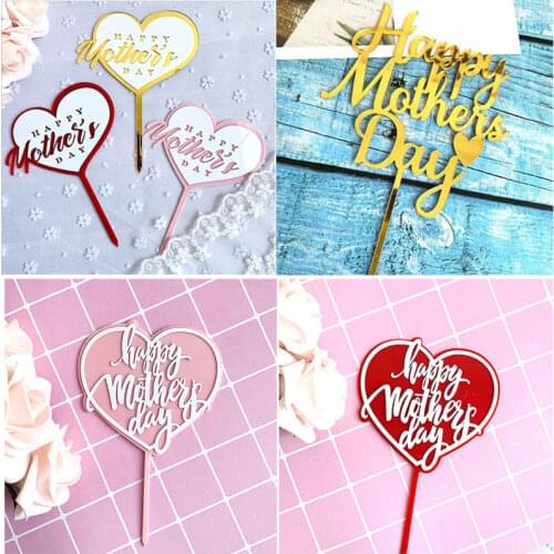 10/50pcs Acrylic Cake Topper For Mom Happy Mothers Day Home Baking Cake Decorations Moms Birthday Gifts Wholesale