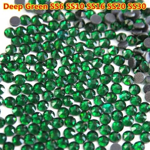 1440Pcs/pack Mixed Sizes Deep Green ss20 Flatback Crystals DMC Hotfix Rhinestones Hot Fix Stones for Clothes Nails Decoration