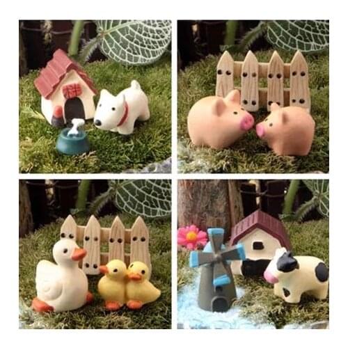 1 Set Mini Animal Figurines Garden Ornament DIY Fairy Garden Bonsai Decoration Frogs Miniature Figurines Garden Decor