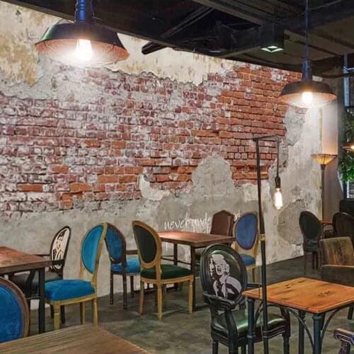 Custom 3D Wallpaper Walls Retro Nostalgic Cement Brick Wall Cafe Restaurant KTV Background Papier Peint Mural Papel De Parede 3D