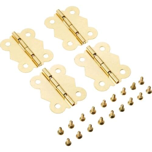 4Pcs Butterfly Door Furniture Hinge 4 Holes Cabinet Drawer Jewelry Box Decorative Hinge Furniture Hardware with Screws 40x33mm