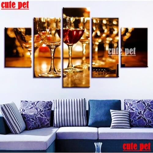 5PCS Diamonds EmbroideryGoblet Paintingfull Round square Diamond Painting Diamond Mosaic DIY Cross Stitch Kit Home Decor puzzle