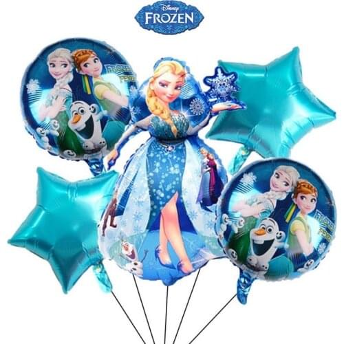 5pcs Disney Elsa Frozen Princess Helium Balloons Number Baby Shower Girl Foil Globos Birthday Party Decorations Kids Toy Gift