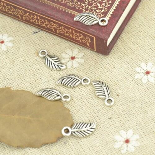 75pcs alloy Tibetan Silver Plated tree leaf Charms Pendants for Jewelry Making DIY Handmade Craft 15*7mm Q301