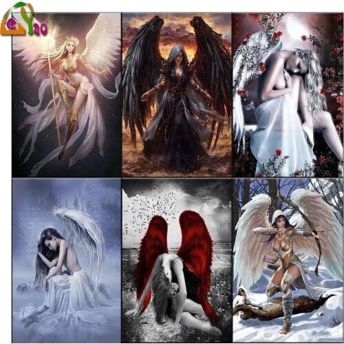 5D Arts and Crafts for Adult Diy Diamond Painting Art Full Kit Figure Abstract Jewel Cross Stitch Angels and Demons Paint