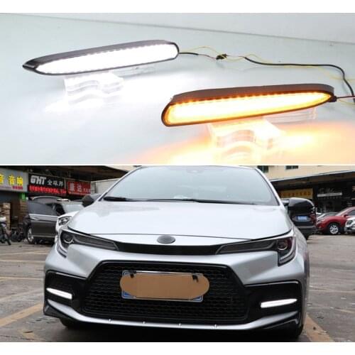 Car LED Daytime Running Light For Toyota Corolla 2019 2020 SE XSE Auto DRL Daylights Dynamic Yellow Turn Signal Driving Lamps