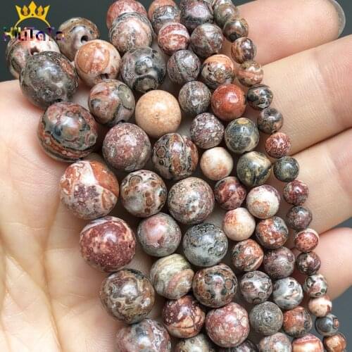 Natural Stone Leopard Skin Jaspers Round Loose Spacer Beads For Jewelry Making DIY Bracelet Charms Accessories 15'' 4 6 8 10mm