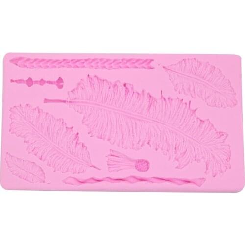 1PCNew size feather texture sugar turning cake mold chocolate creative DIY sugar turning tool silica gel mold B019