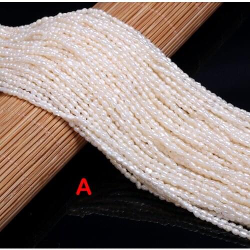 Natural Freshwater Pearl Beads Rice Shape for DIY Necklace Bracelet Jewelry Making Size 2.0-2.5mm