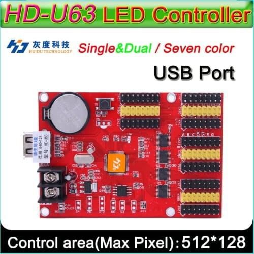 HD -U63 LED display controller, Single&double color P6 P10 LED sign Module Control card,U-Disk to edit and updated programs