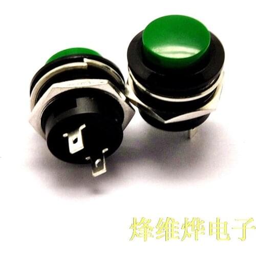 Self- reset button switch button switch R13-507 16MM green dot no lock switch ( 10 )
