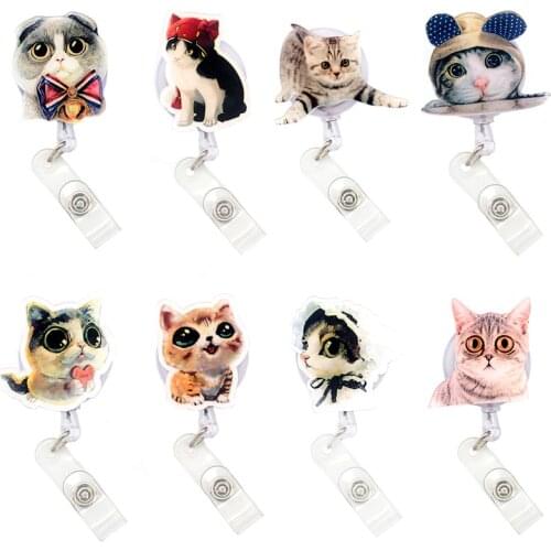 Creative Cute Cat Girl Retractable Card Holder Badge Reel Nurse Exhibition Enfermera Girl And Boy Name Card