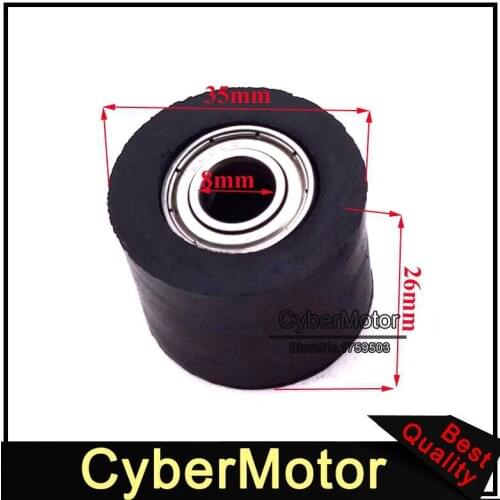 Motorcycle Rubber 8mm Black Chain Roller Tensioner Pulley Guide For Chinese Pit Pro Trail Motor Dirt Bike Motard Motocross