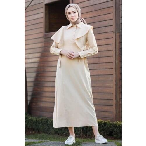 New Season Muslim Fashion Hijab Summer FİRMİNO BEIGE DRESS