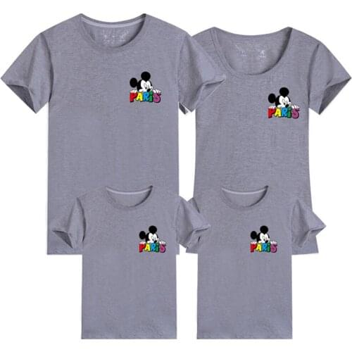 Disney Family Matching Clothes Mommy And Me Clothes Cartoon Mickey Mouse Print Children Tshirt Adult Unisex T-shirt Dropship