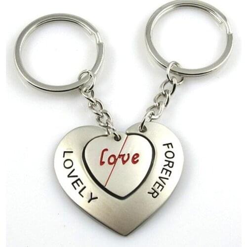 Couple Keychain Heart Cute Women Men Car Key Chain Pendant Keyring Cover Holder Purse Handbag Bag Charm Trinket Chaveiro Llavero