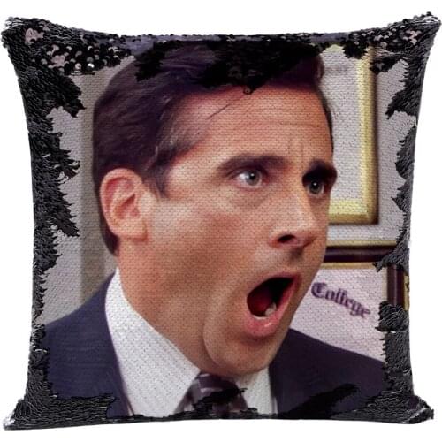 Michael Scott Sequin Pillow | The Office TV Show | 16 x 16 inches | Mermaid Pillow | Meme Gift | Reversible Sequin Pillow
