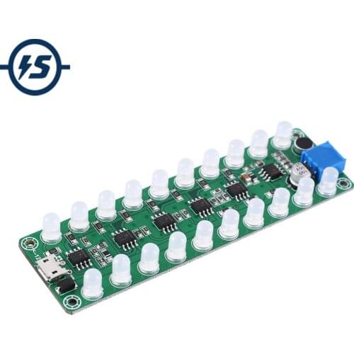 RGB LED Sound Control Sensor Audio Spectrum Display Module DC 5V 12V Flash Melody Light Acoustic Companion