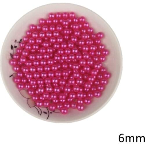 Rose red non-porous imitation pearl handmade material window decoration ornaments 6-8mm round loose beads clothing accessories