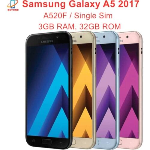 Samsung Galaxy A5 2017 A520F RAM 3GB ROM 32GB Mobile Phone Octa Core 5.2" 16MP&16MP Exynos NFC Fingerprint Cell Phone