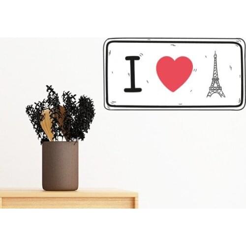 I Love Eiffel Tower Words Pattern Removable Wall Sticker Art Decals Mural DIY Wallpaper for Room Decal