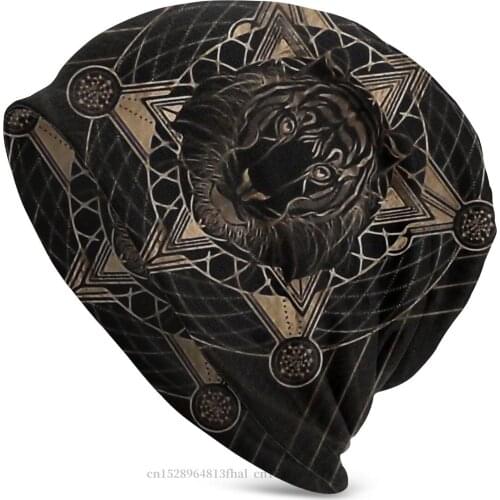 Greek Mythology Skullies Beanies Caps Tiger In Sacred Geometry Composition Knitted Hat Warm Bonnet Hats Men Women Hip Hop Cap
