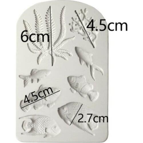 Silicone Mold Fish Coral Silicone Fondant Mold Beach Sea Cake Decorating Icing Mould DIY Chocolate Baking Tools