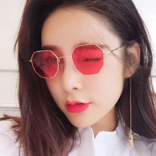 New women vintage sunglasses men metal gold green brown 2019 male octagonal sun glasses for ladies polygon uv400
