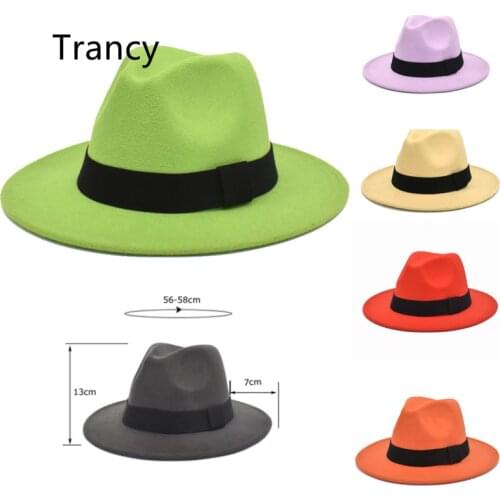 Grass green Fedora hat wide-brimmed hat Panama felt hat male jazz hat church hat British ladies hat men шляпаженская панама