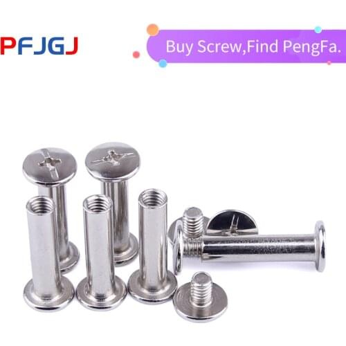 Peng Fa Photo Album Binding Screw Nickel-plated Album Screw Silver Account Book Screw Nut Rivet Docking Lock Screw 5mm